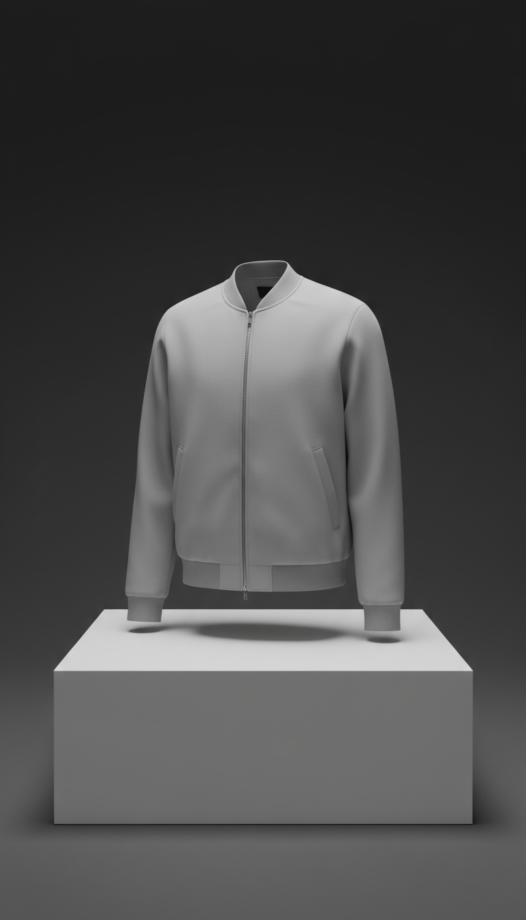 Stone Grey Minimalist Bomber Jacket